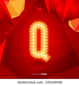 Golden Glowing Vector Font on Red Background