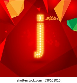 Golden Glowing Vector Font on Red Background