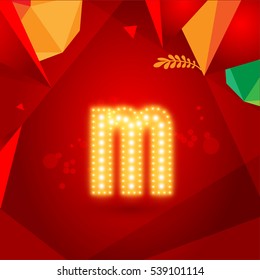 Golden Glowing Vector Font on Red Background