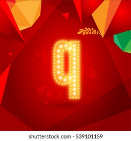 Golden Glowing Vector Font on Red Background