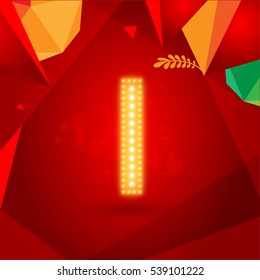 Golden Glowing Vector Font on Red Background