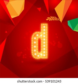 Golden Glowing Vector Font on Red Background