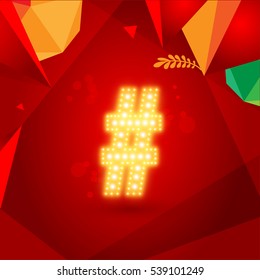 Golden Glowing Vector Font on Red Background