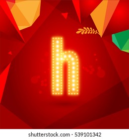 Golden Glowing Vector Font on Red Background