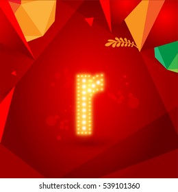 Golden Glowing Vector Font on Red Background