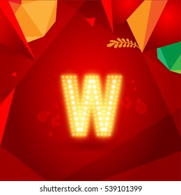 Golden Glowing Vector Font on Red Background
