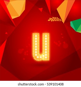 Golden Glowing Vector Font on Red Background