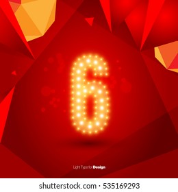 Golden Glowing Vector Number on Red Background