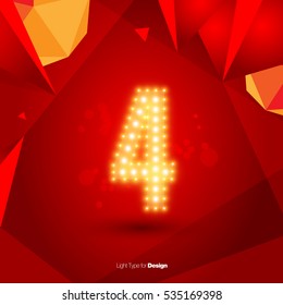 Golden Glowing Vector Number on Red Background