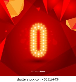 Golden Glowing Vector Number on Red Background