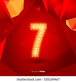 Golden Glowing Vector Number on Red Background