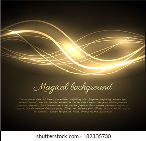 Golden glowing wave background. Vector eps10.