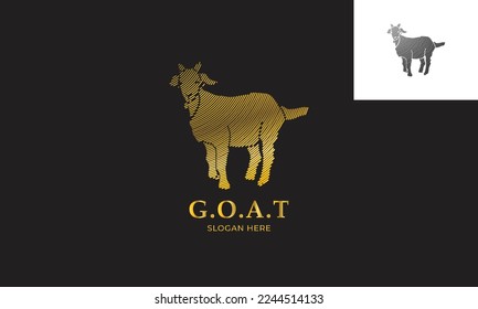 The Golden GOAT logo is a logo design with the illustration of a golden goat, representing luxury, strength, and greatest.
for sports logos, sports apparel, jewelry stores, etc