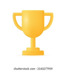golden goblet 3d cartoon style. prize concept for winner or champion. vector illustration isolated on white background