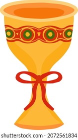 Golden goblet icon. Gold Cup, flat style. Wine goblet isolated on white background. Chalice logo. Vector illustration