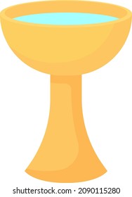 Objeto vectorial de color semisplano goblet dorado. Artículo realista sobre el blanco. Cáliz sagrado de oro para el ritual ceremonial aislado estilo de dibujos animados modernos para el diseño gráfico y la animación