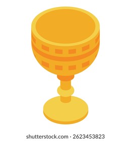 Golden goblet, standing on a white background, with an isometric projection