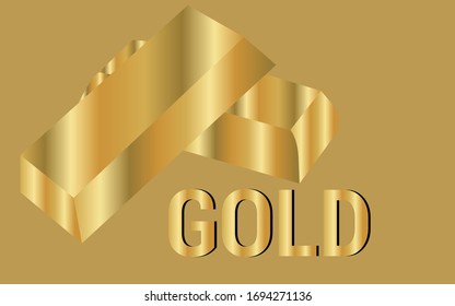 golden gold bar isometric icon with text