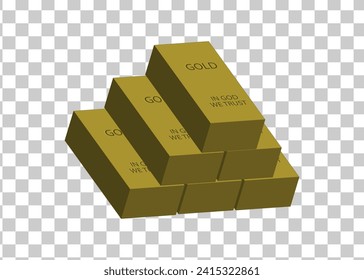 golden gold bar stack icon symbol logo isolated on transparent background. vector illustration.