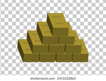 golden gold bar stack icon symbol logo isolated on transparent background. vector illustration.