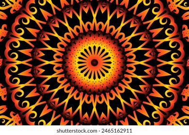 Golden gold circle caleidoscope batik line art background pattern 