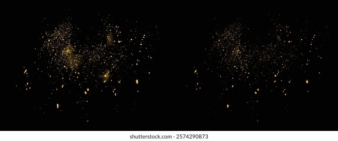 Golden gold glitter background. Vector gold glitter light effect abstract firework glamour confetti background