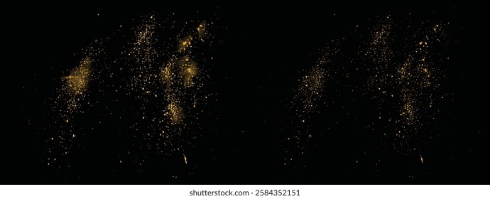 Golden gold glitter background. Vector light effect gold glitter confetti celebration glamour background. Glitter gold stardust