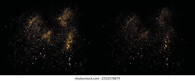 Golden gold glitter illustration. Golden color light effect gold glitter celebratory illustration. Luxury gold glitter element