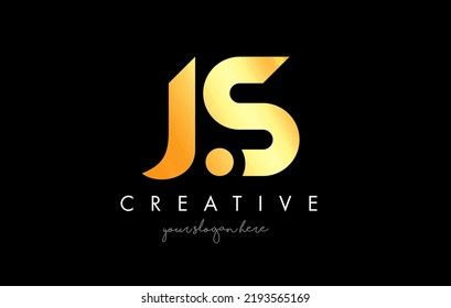 Golden Gold JS Letter Logo Design with Creative Modern Trendy Typography and Black Colors.