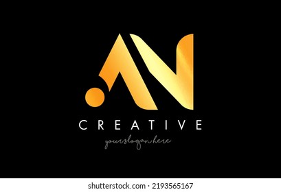 Golden Gold AN Letter Logo Design with Creative Modern Trendy Typography and Black Colors.