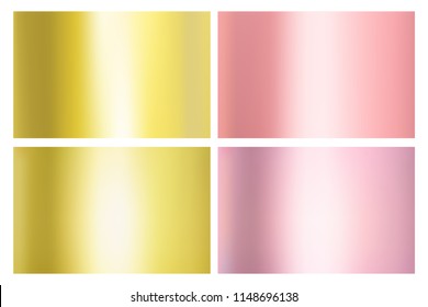 Golden and gold rose mesh gradient set. Vector illustration for your design.