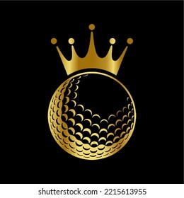 Golden golf ball logo vector