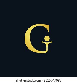 golden golf logo letter g