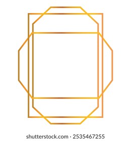 Golden gradient art deco frame forming an elegant geometric shape