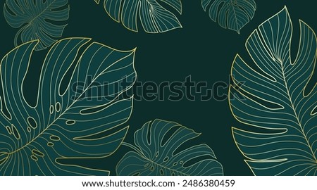 Similar – Image, Stock Photo Golden outlines tropical monstera leaf illustration isolated element