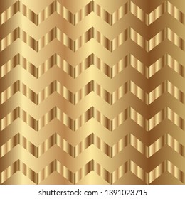 Golden gradient chevron pattern. Abstract modern vector background. Shiny metal zigzag wallpaper.