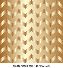 Golden gradient chevron pattern. Abstract modern vector background. Shiny metal zigzag wallpaper.