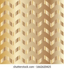 Golden gradient chevron pattern. Abstract modern vector background. Shiny metal zigzag wallpaper.