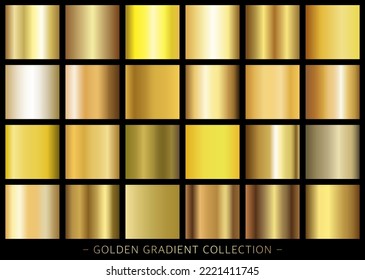 Goldene Farbverlauf-Kollektion, moderne Farbkombinationen und Farbtöne. Farbverlauf-Palette in Form von Kreisen.