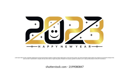 Golden gradient color 2023 logo design for new year with unique modern concept Premium Vector