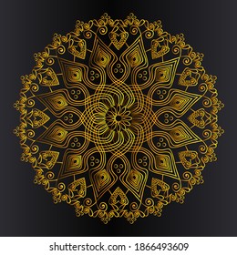 golden gradient color islamic geometric line art background of luxurious arabesque mandala design and moroccan texture design for print template