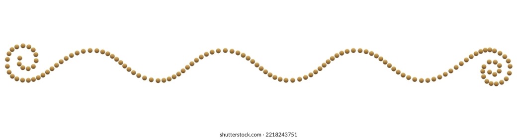 Golden gradient decorative curved border with rolled edges isolated on white. Vector design element for decoration.