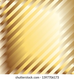 Golden gradient diagonal stripes pattern. Abstract modern vector background. Shiny metal wallpaper.