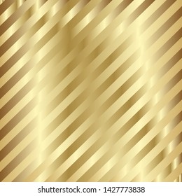 Golden gradient diagonal stripes pattern. Abstract modern vector background. Shiny metal wallpaper.