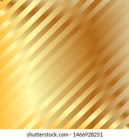 Golden gradient diagonal stripes pattern. Abstract modern vector background. Shiny metal wallpaper.