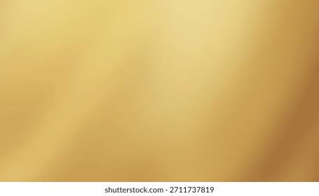Golden gradient fabric background. Soft texture of flowing silk. Luxurious vector illustration with golden yellow curtain folds for banners, wallpapers, packaging, posters, brochure covers