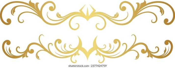 Golden gradient floral ornament border 