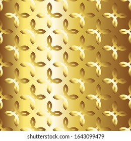 Golden gradient flower pattern. Abstract modern vector metal background. Shiny metallic wallpaper.