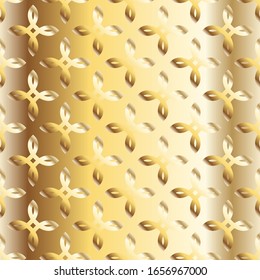 Golden gradient flower pattern. Abstract modern vector metal background. Shiny metallic wallpaper.