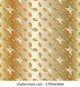 Golden gradient flower pattern. Abstract modern vector metal background. Shiny metallic wallpaper.